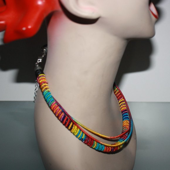 3/$15 Colorful Beaded Rope Necklace New - Picture 5 of 5